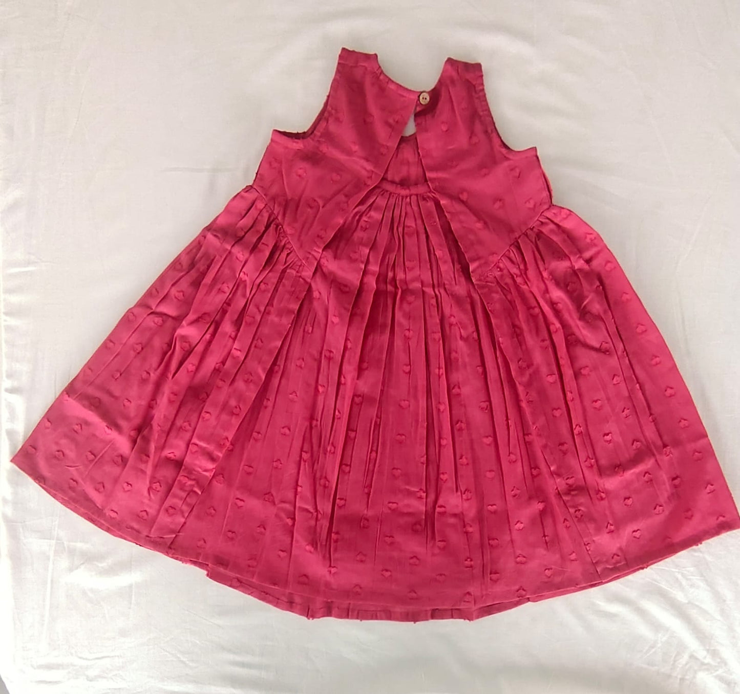 Red Heart Dobby Pintuck Gathered Dress