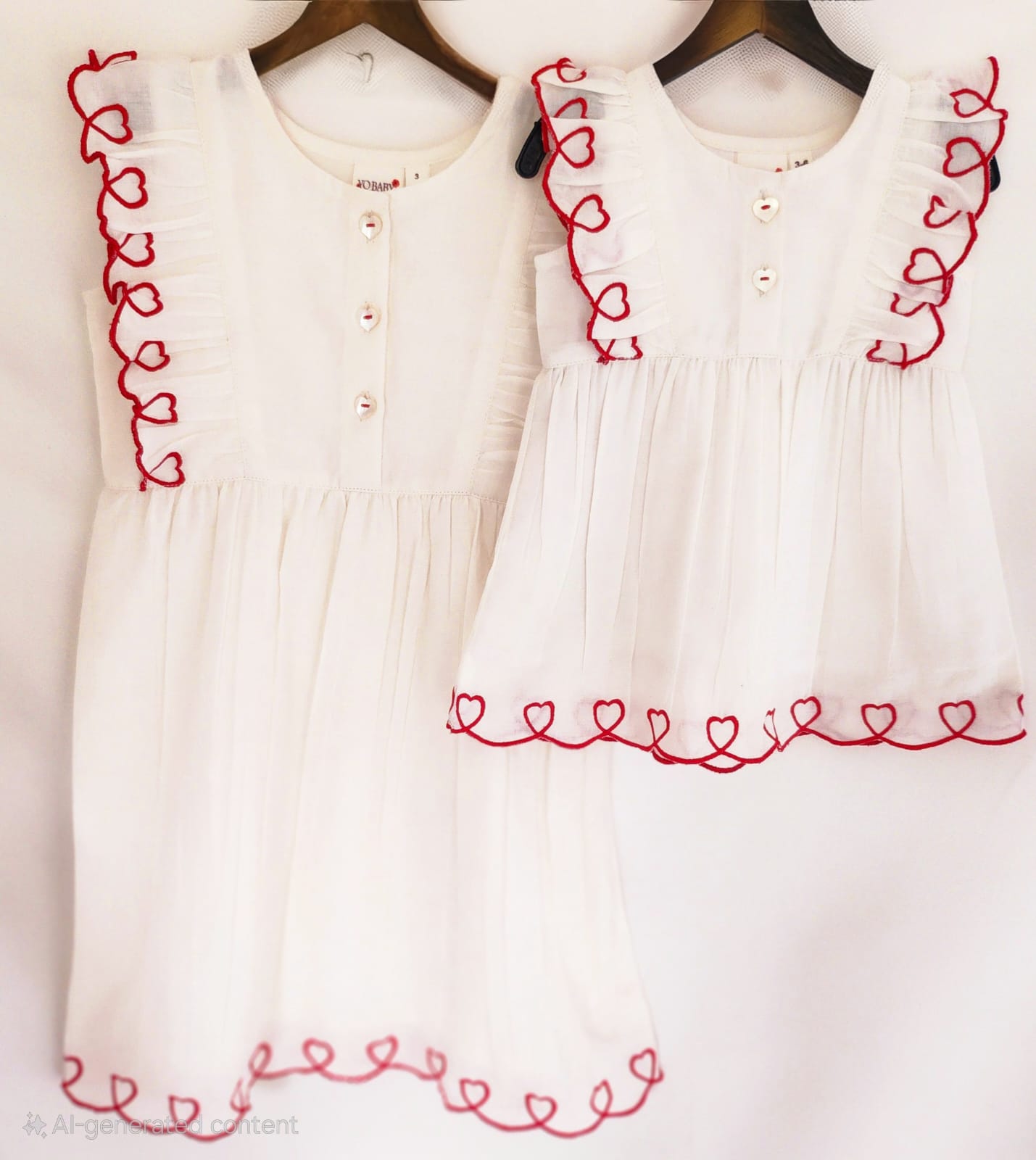Heart Emroidered Gathered Dress