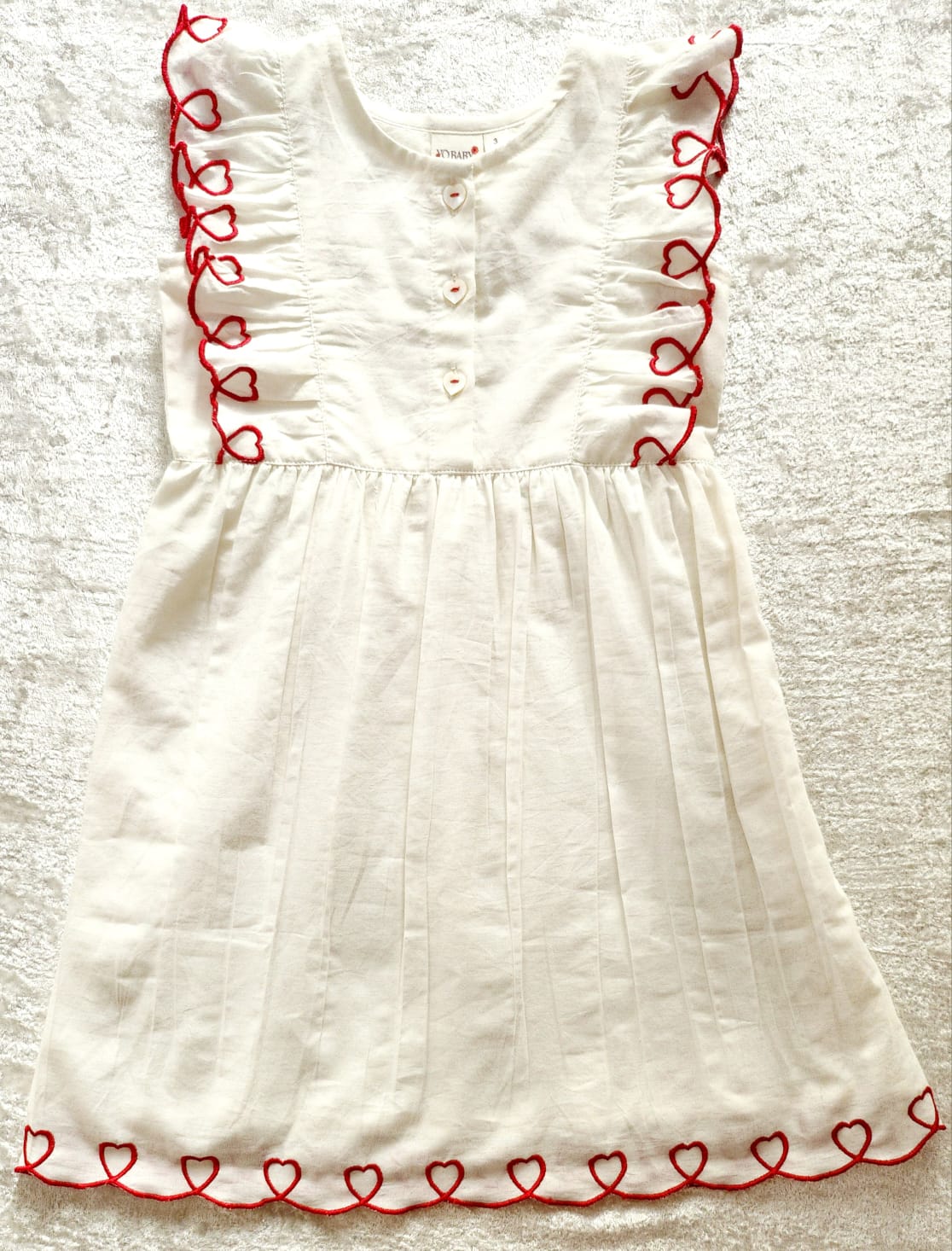 Heart Emroidered Gathered Dress