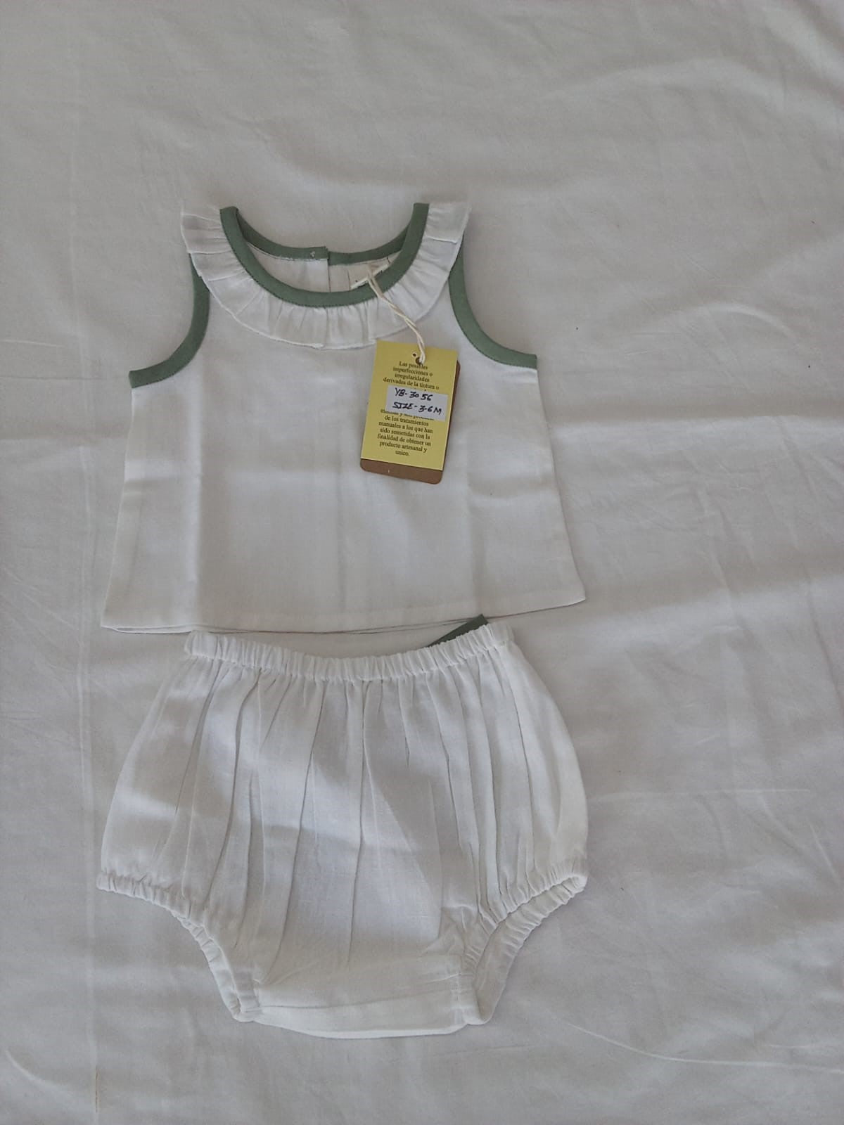 Ruffled-Neck Top & Bow Diaper Cover