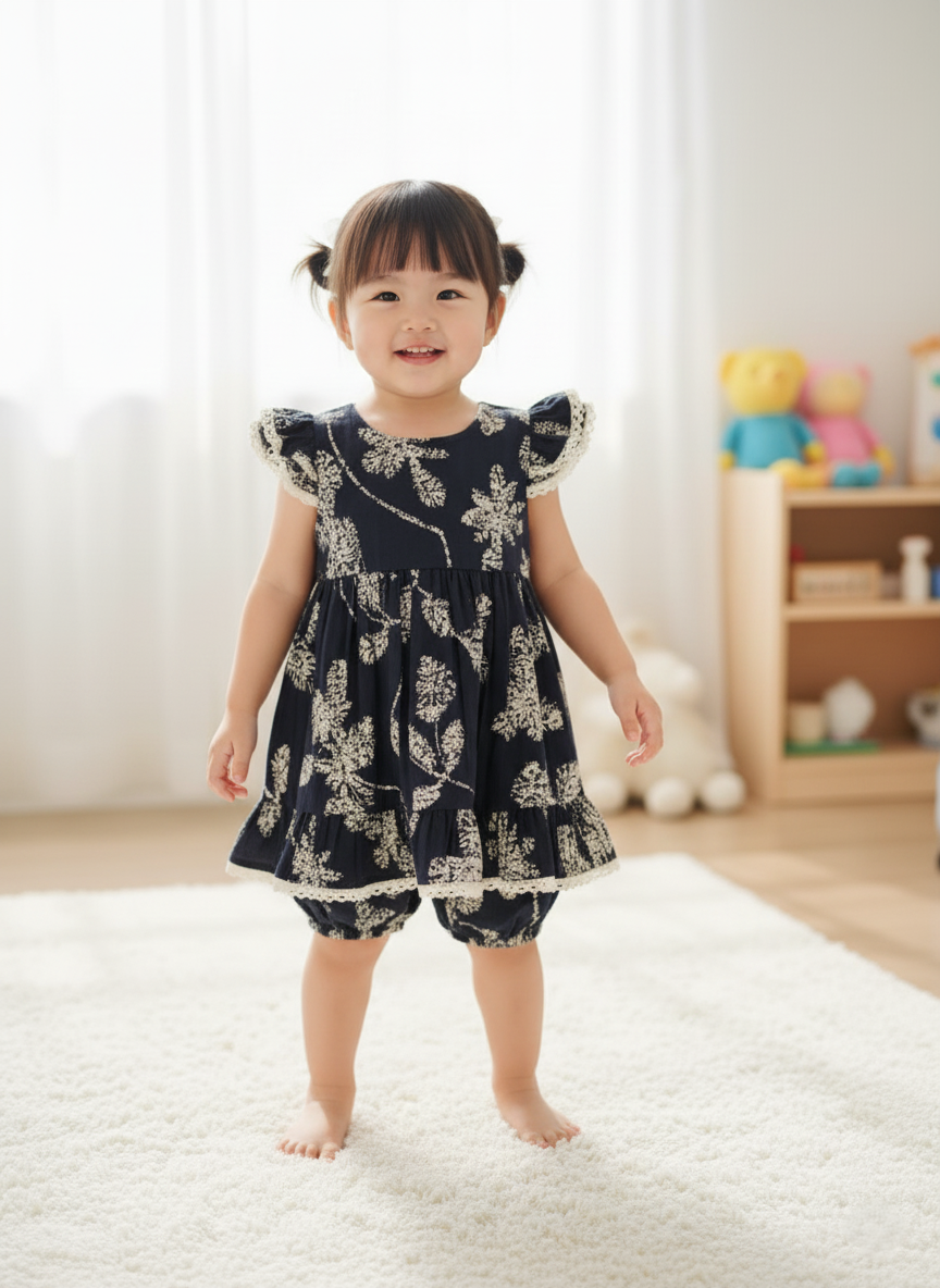 Shama Dress Black — Cotton Girls Dress | Infant to Tween 0-13 Years
