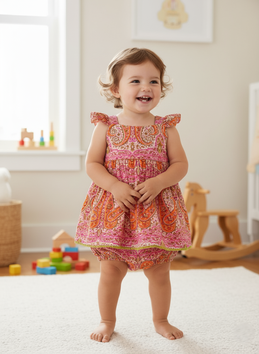 Shay Dress : PAISLEY ORANGE : Infant : Toddler : Tween