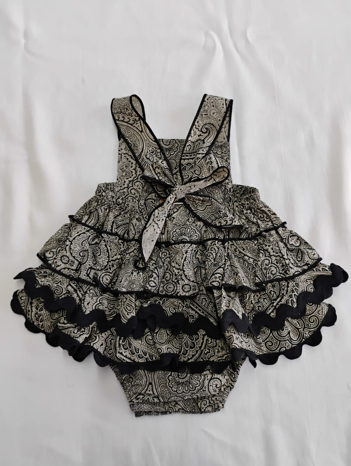 Racerback Romper Black and White — Cotton Baby Girl Romper | Infant 0-24 Months