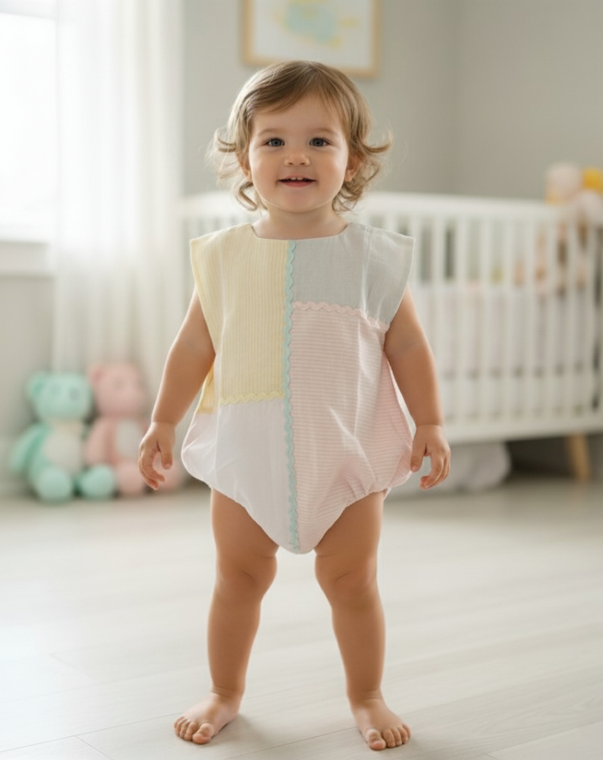 Playful Romper Multi-Coloured — Cotton Baby Girl Romper | Infant 0-24 Months