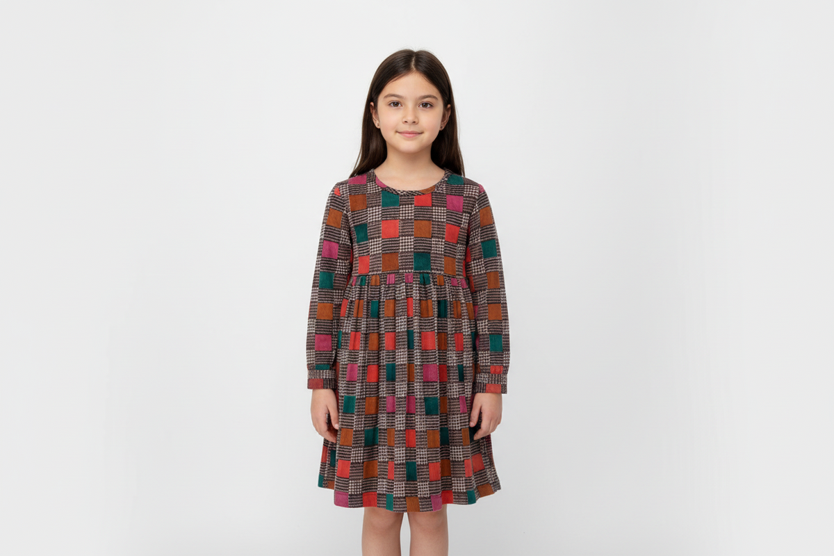 Mosaic Corduroy Shift Dress