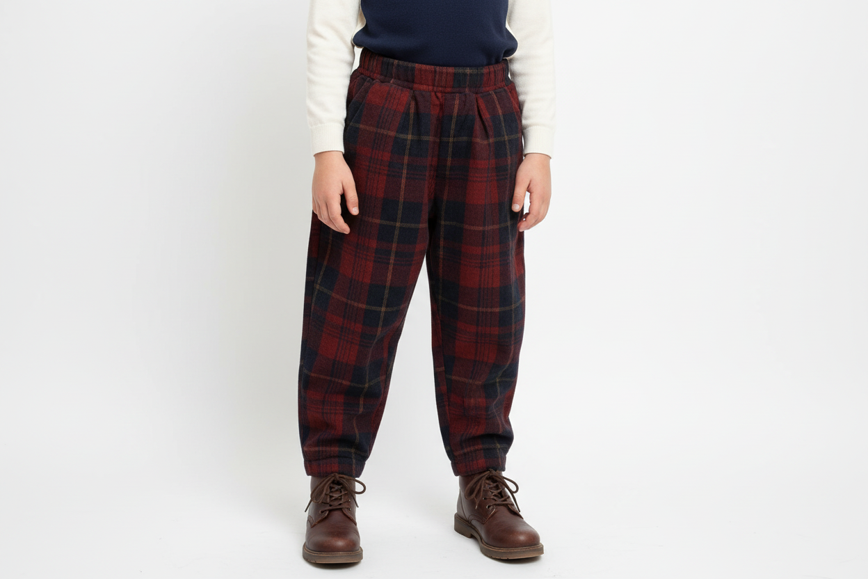 The Highland Pleated Checked Corduroy Pants - Red