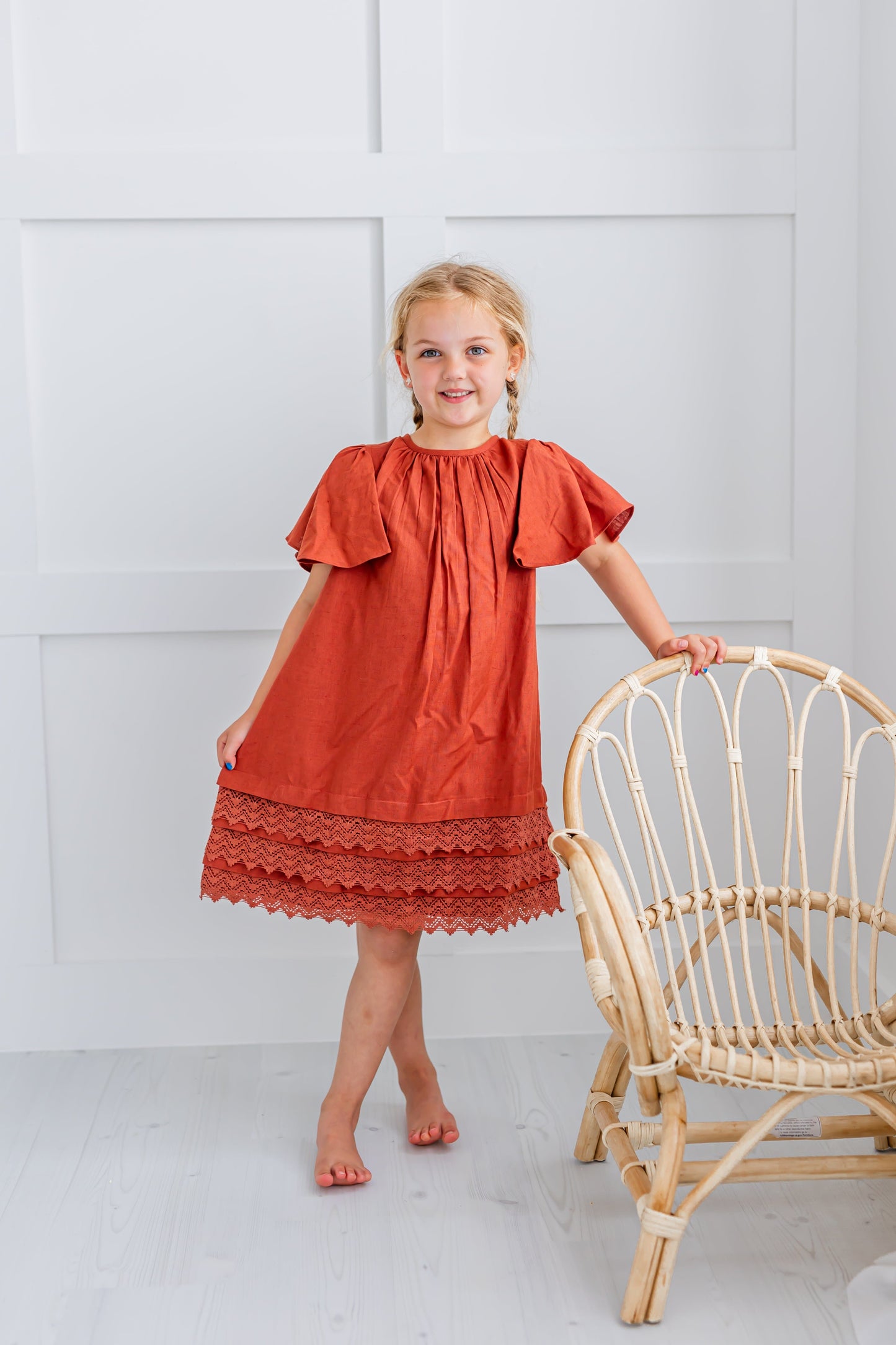 Maroon Gathered Sleeve & Neck Dress