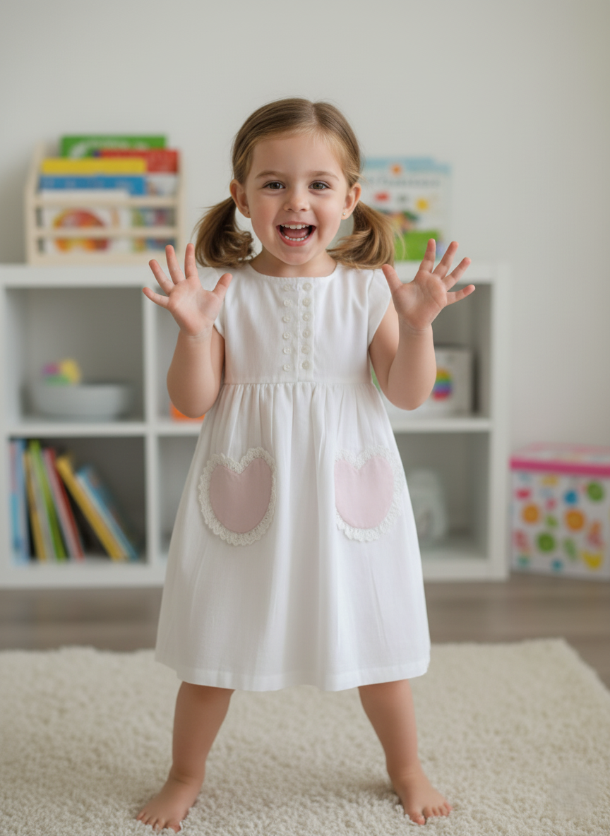 Amore Dress White — Cotton Girls Dress