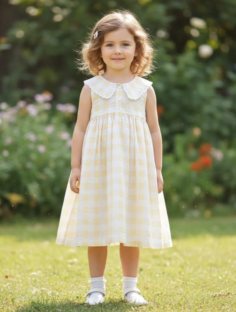 Andria Collar Dress Butter Yellow — Cotton Girls Dress | Infant to Tween 0-13 Years