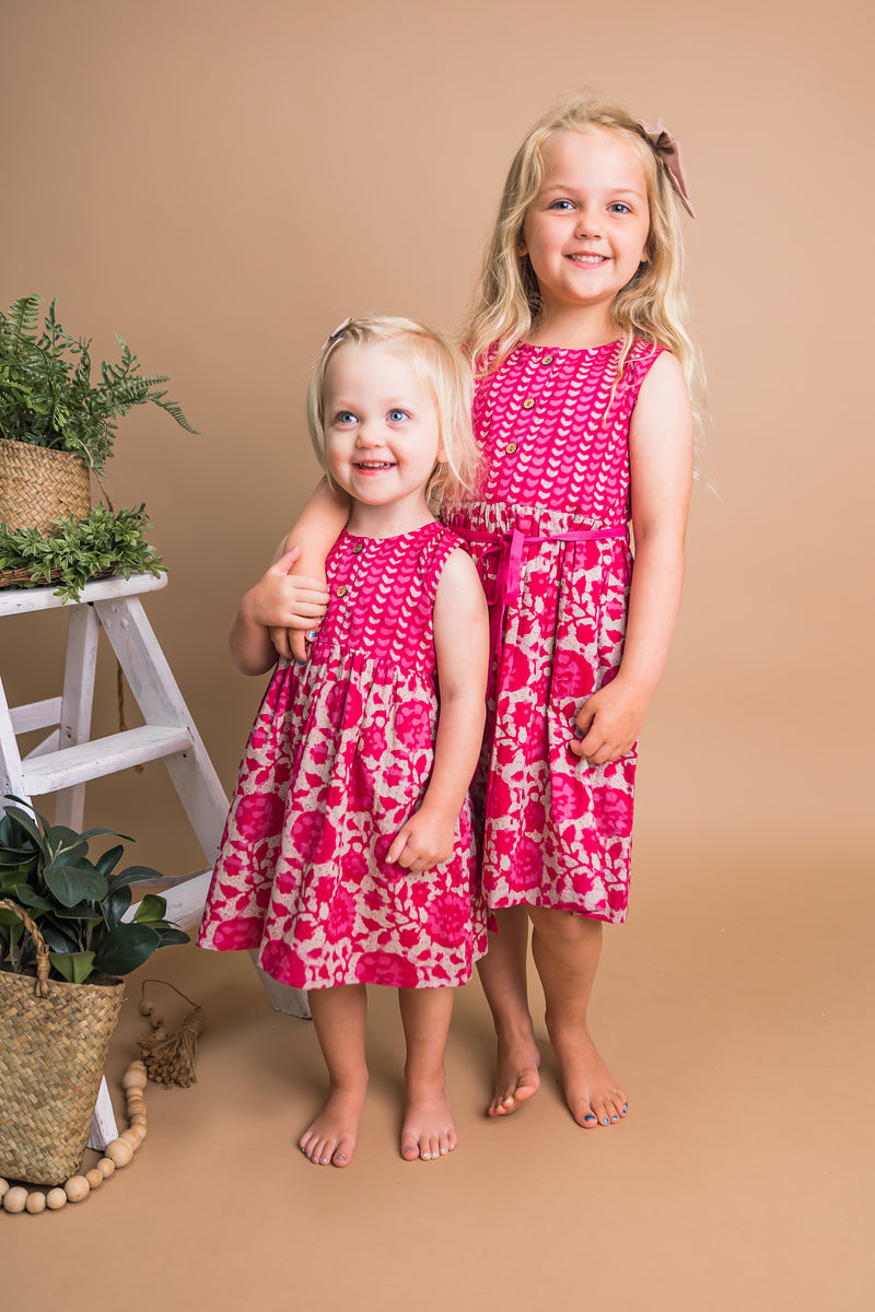 Floral Shift Dress With Drawstring Detail & Diaper Cover Set