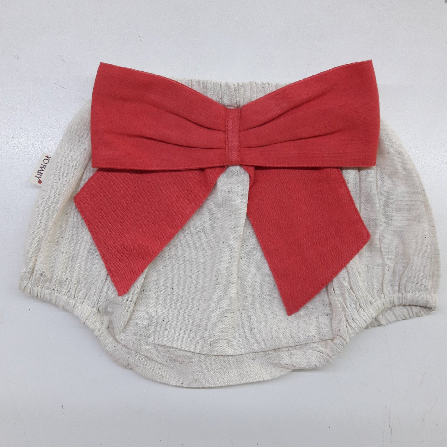 Ivory Diaper Covers with Coral Bows - Yo Baby Online