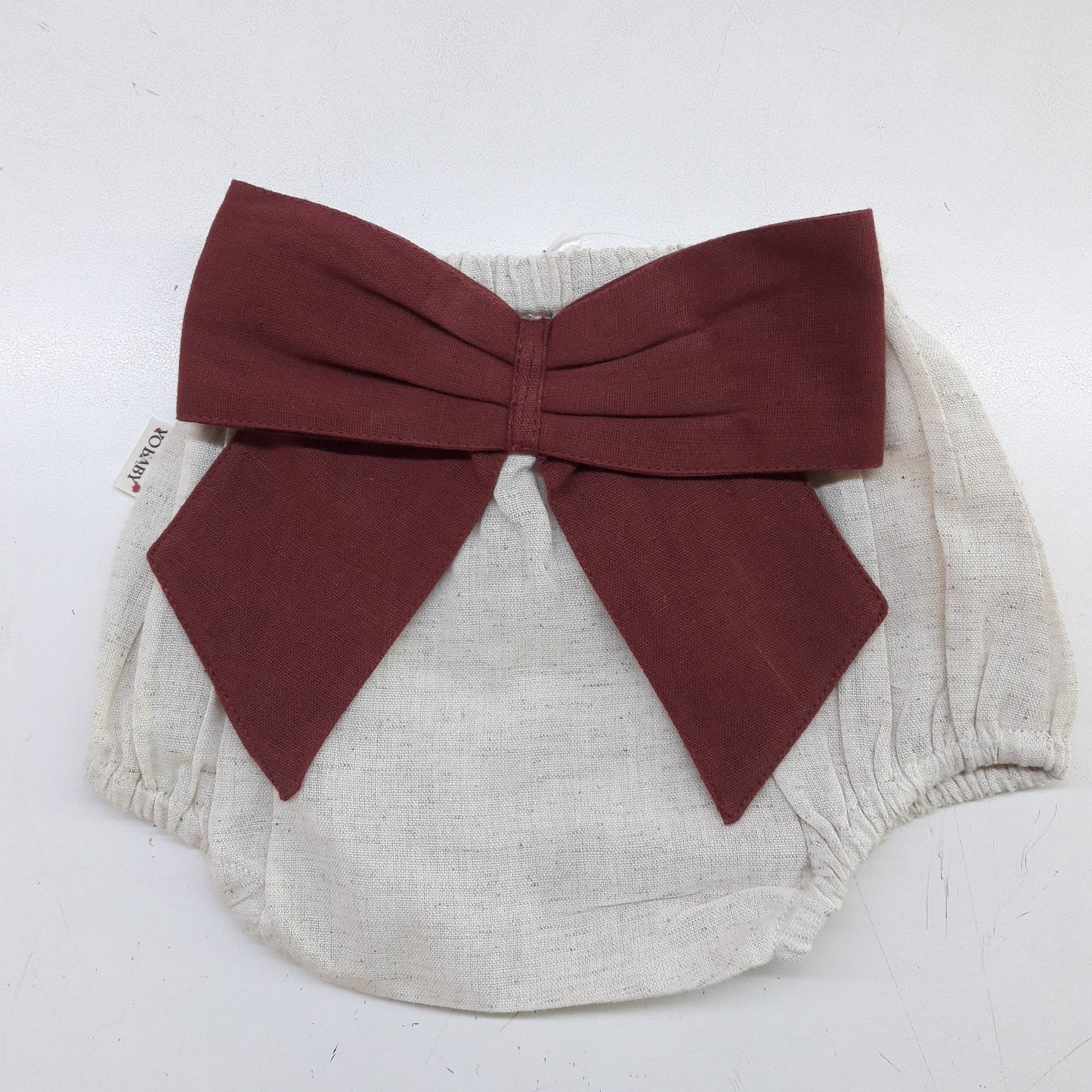 Ivory Diaper Cover with Maroon Bows - Yo Baby Online