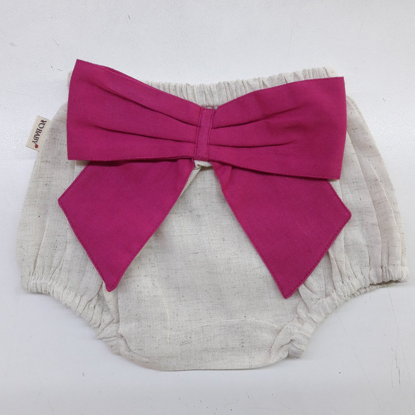 Ivory Diaper Cover with Hot-Pink Bows - Yo Baby Online