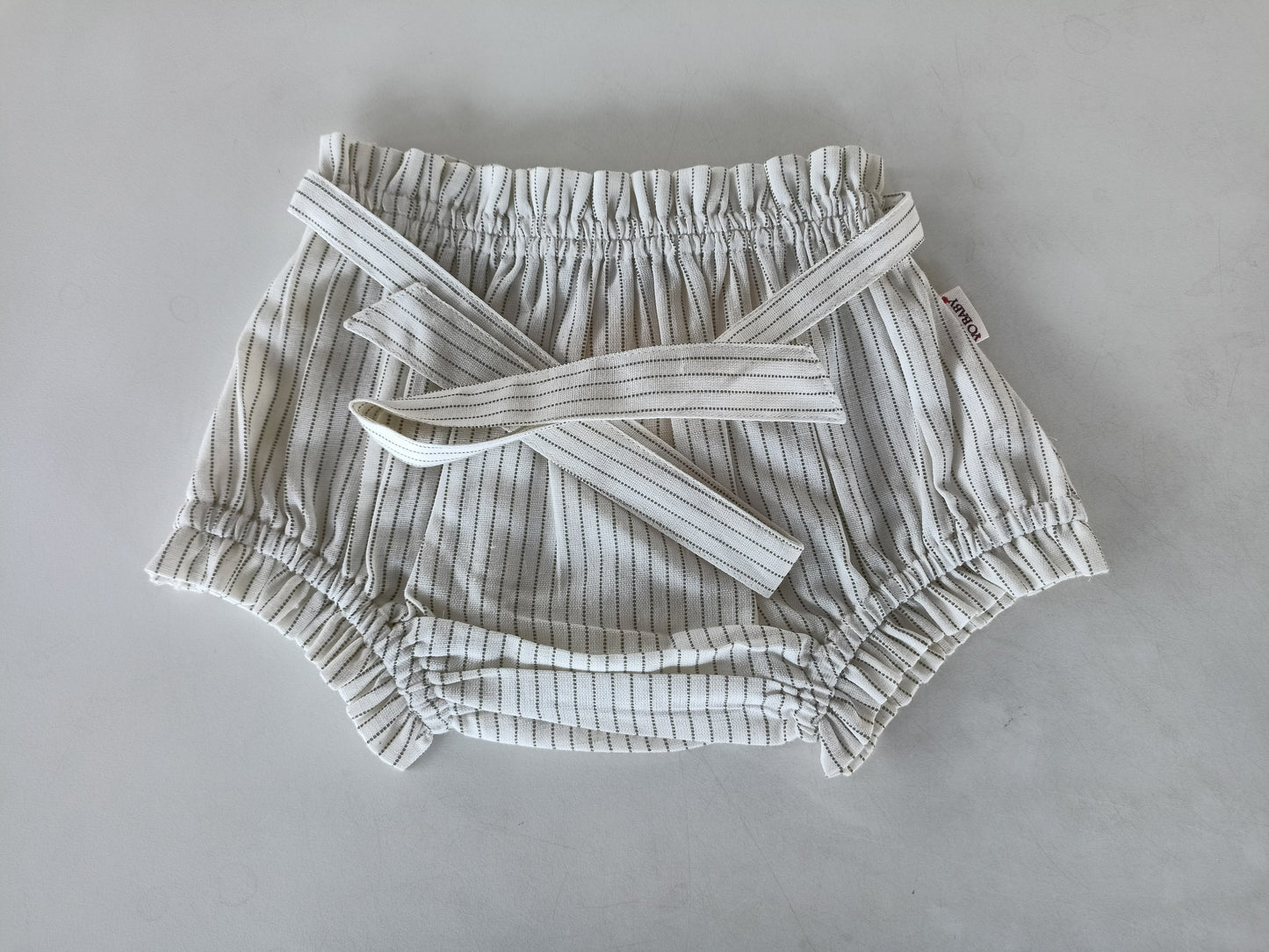 Grey Dot Striped Shorts-Style Diaper Cover With Belt - Yo Baby Online
