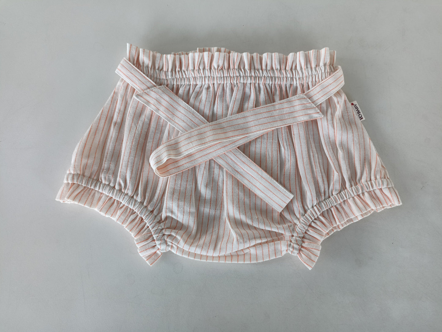 Peach Dot Striped Shorts-Style Diaper Cover With Belt