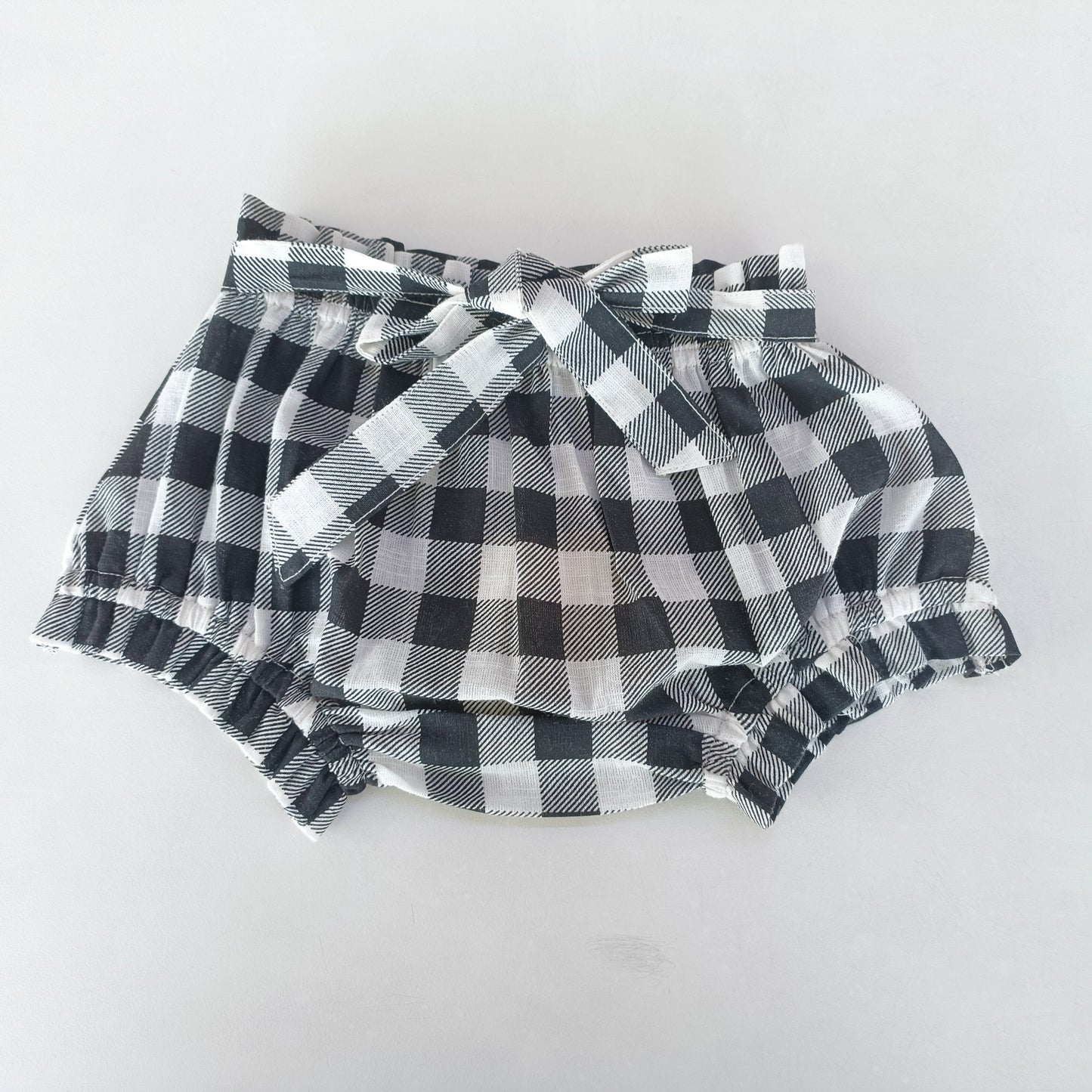 Black Checkered Printed Shorts-Style Diaper Cover With Belt - Yo Baby Online