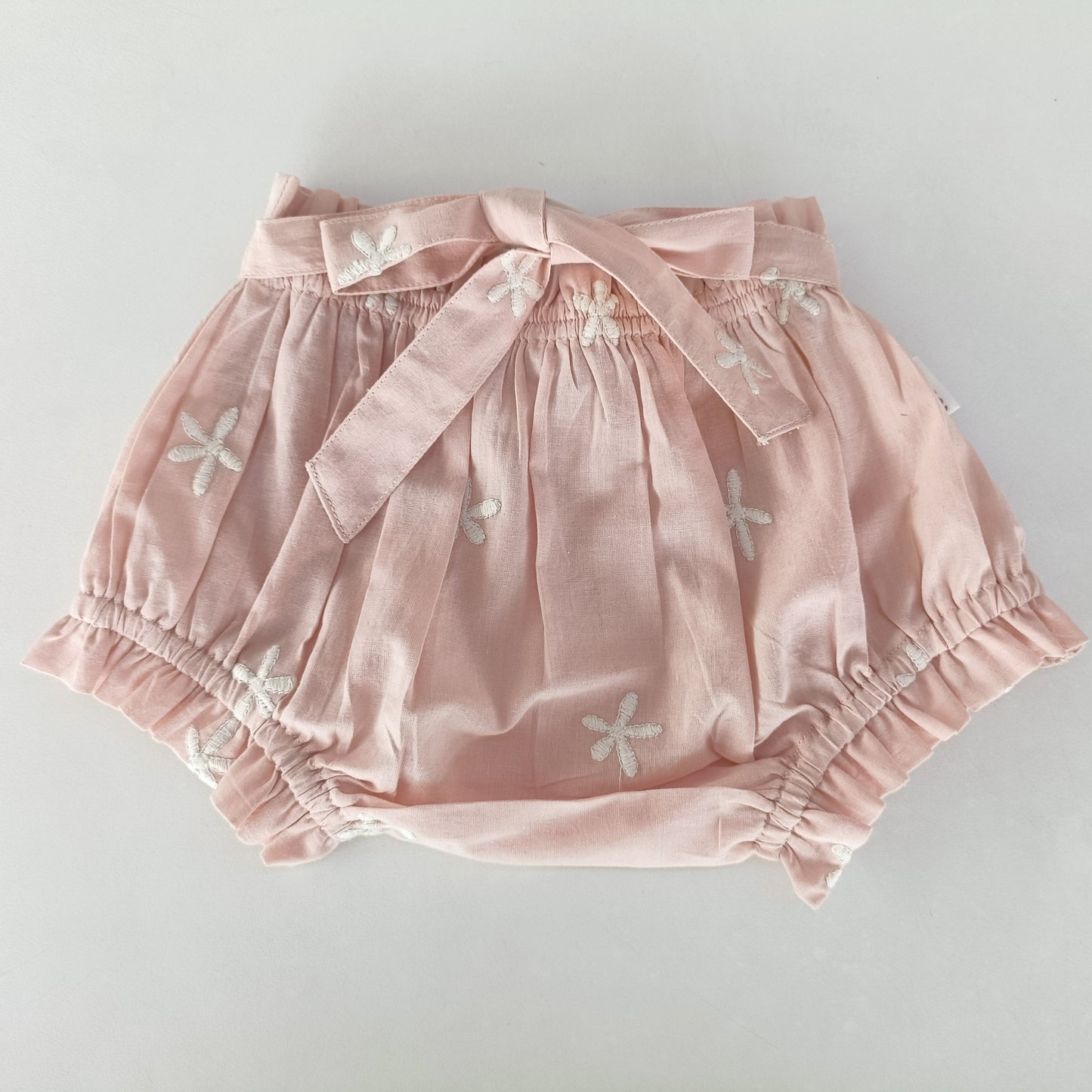 Floral Embroidery Blush Color Shorts-Style Diaper Cover With Belt - Yo Baby Online
