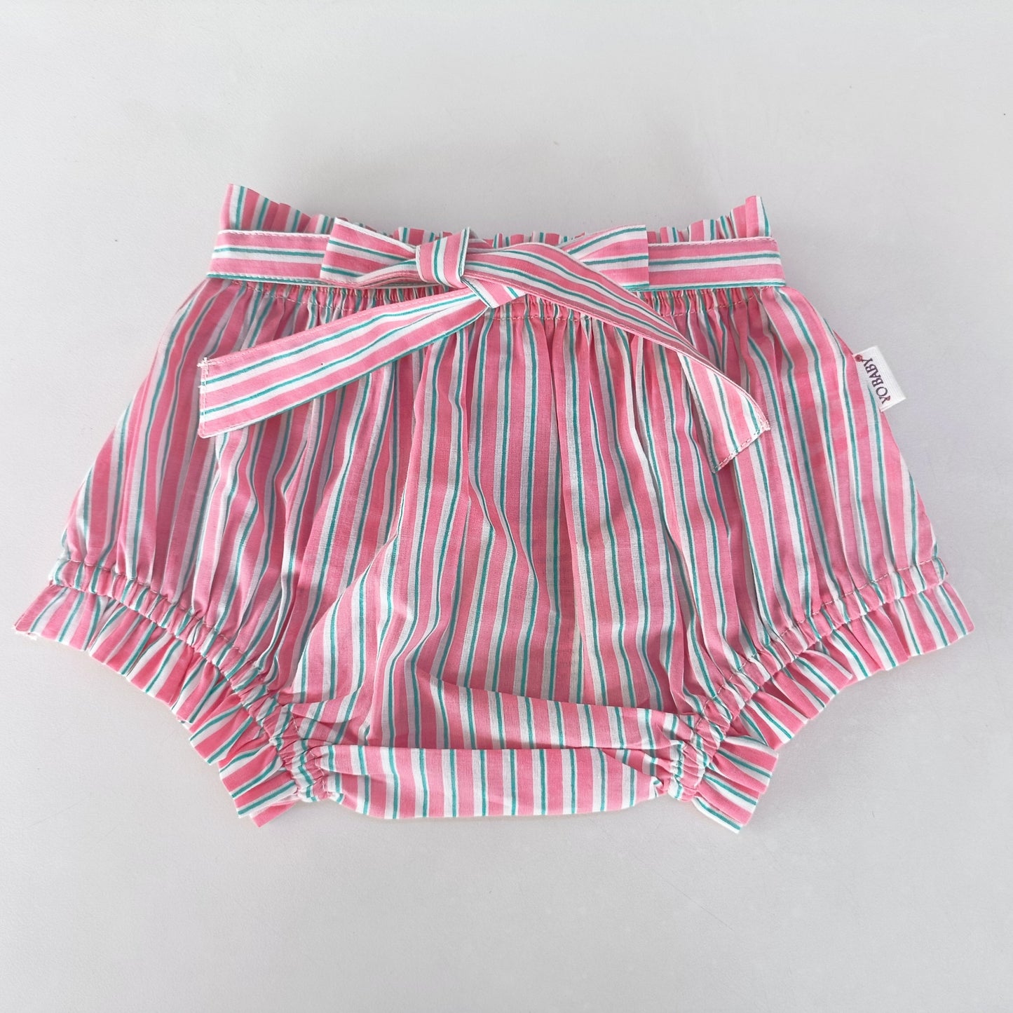 Pink Striped Print Shorts-Style Diaper Cover With Belt - Yo Baby Online