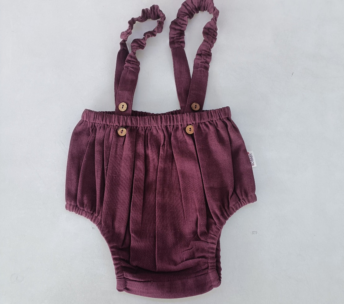 Burgundy Color Suspender Shorts-Style Diaper Cover - Yo Baby Online