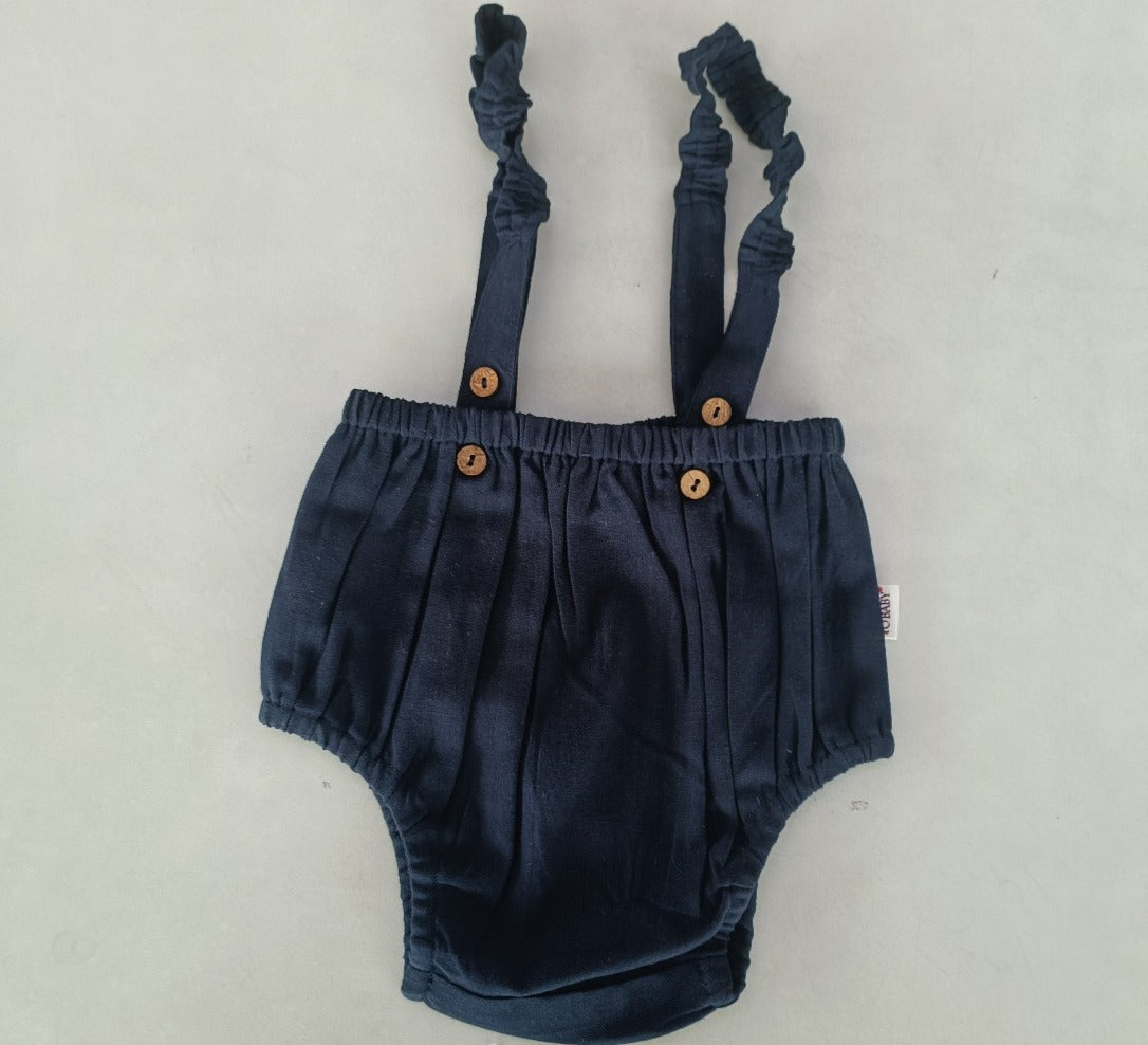 Navy Color Suspender Shorts-Style Diaper Cover - Yo Baby Online