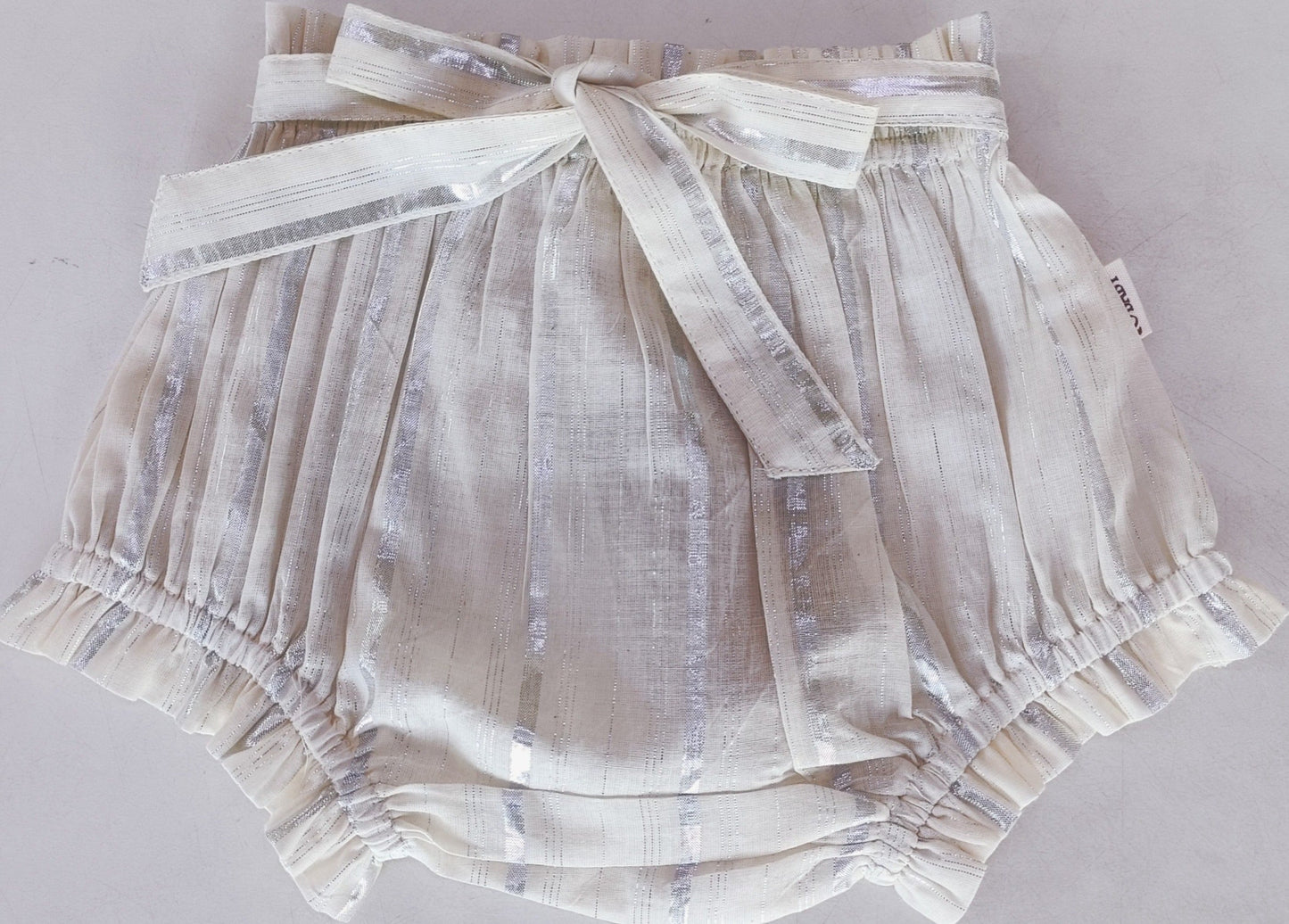 Silver Lurex Shorts Style Diaper Cover — Festive Baby Bloomer | 0-18 Months