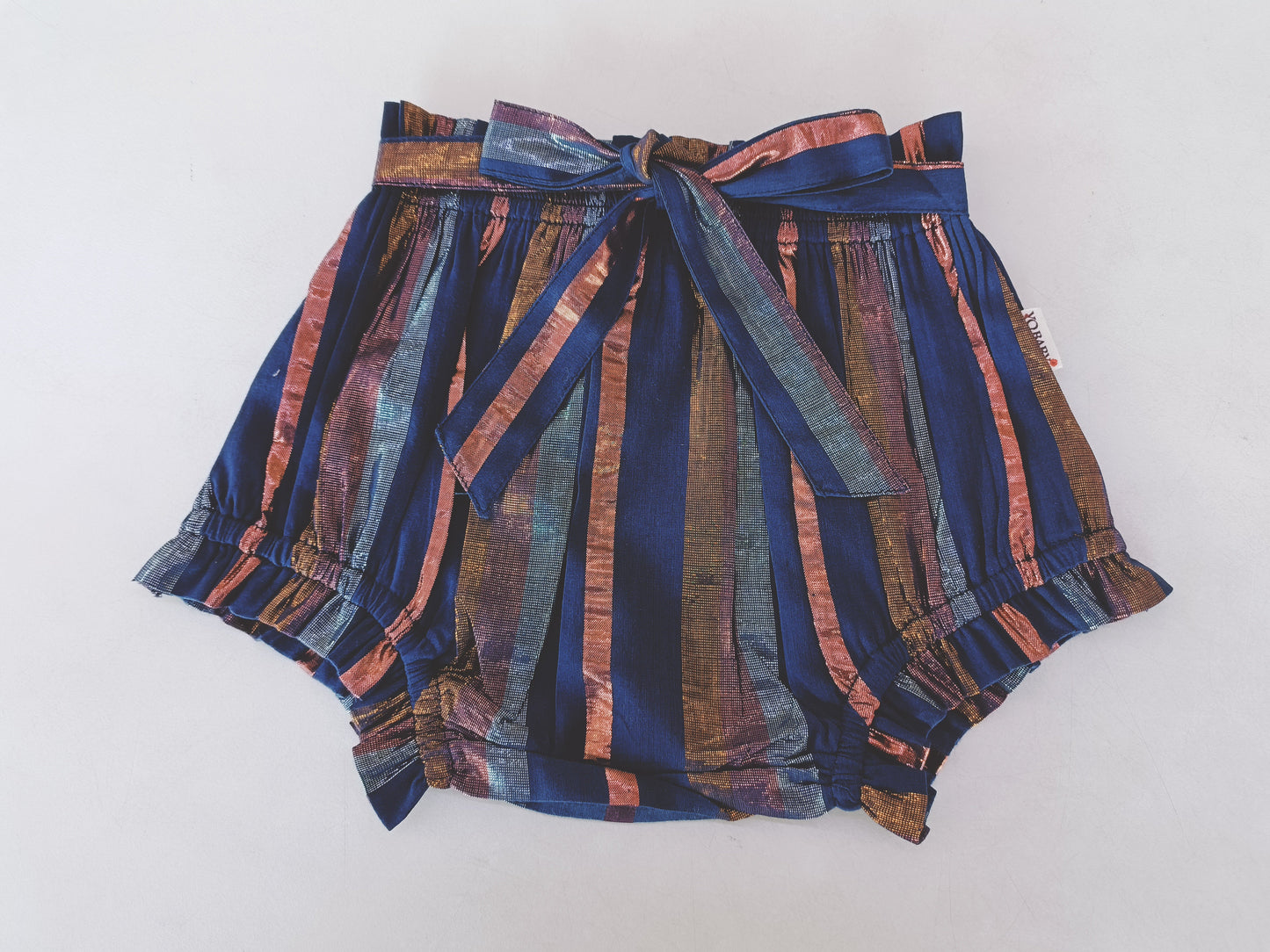 Navy Multi Lurex Shorts Style Diaper Cover — Festive Baby Bloomer | 0-18 Months
