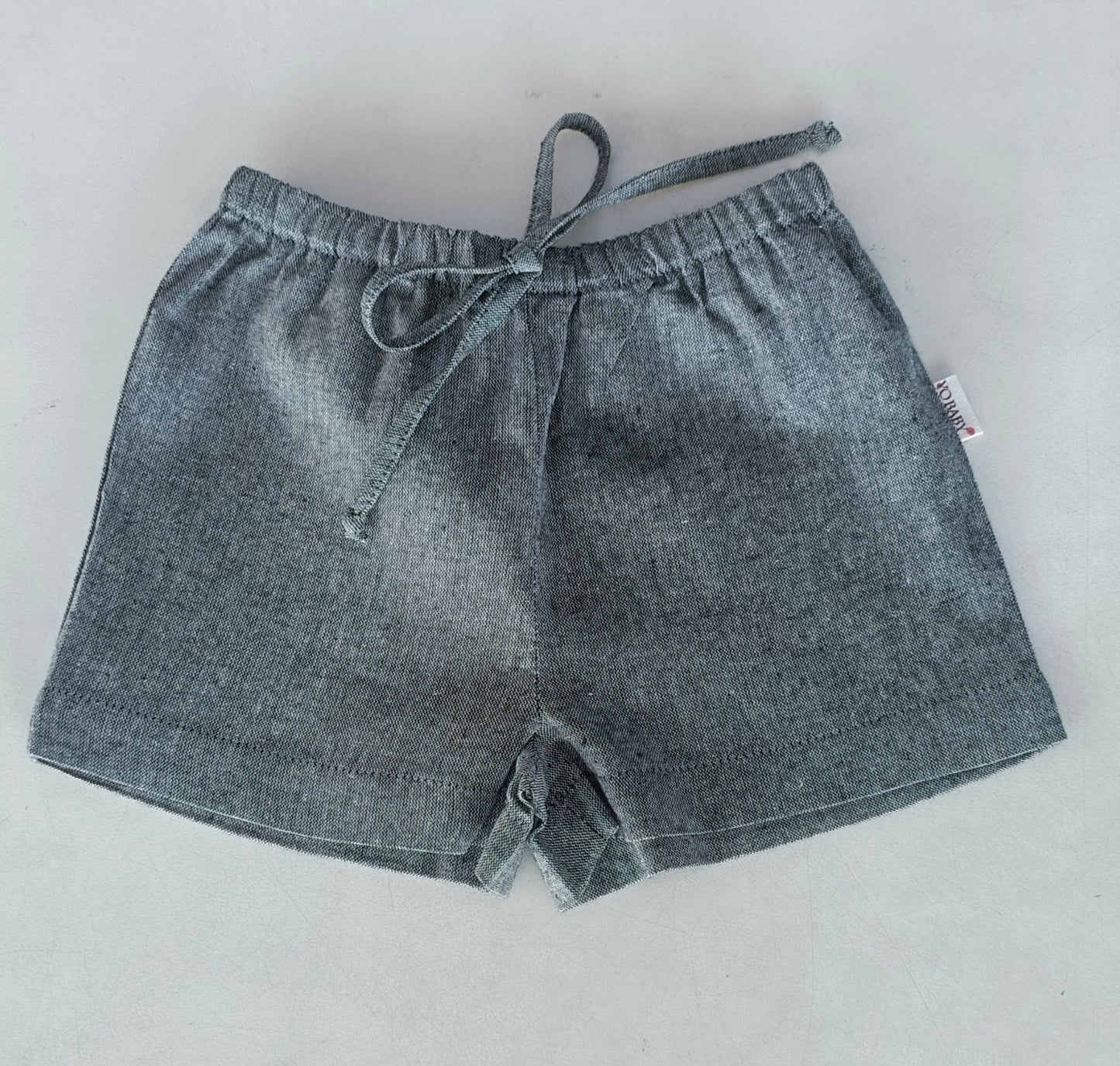 Black Color Chambray Shorts