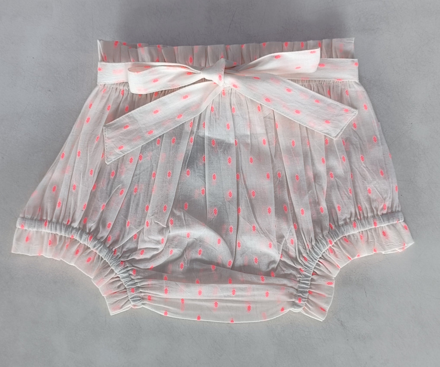 White Color Pink Buti Cotton Dobby Shorts-Style Diaper Cover