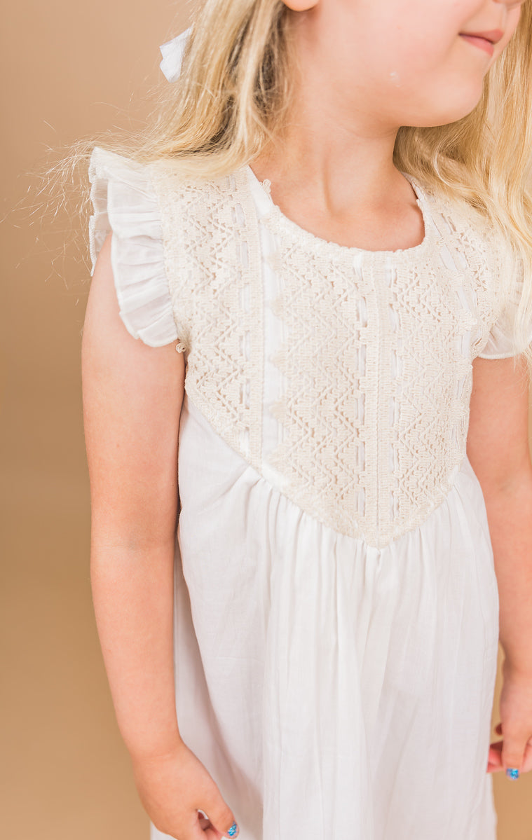 Ecru Flutter Sleeves Dress