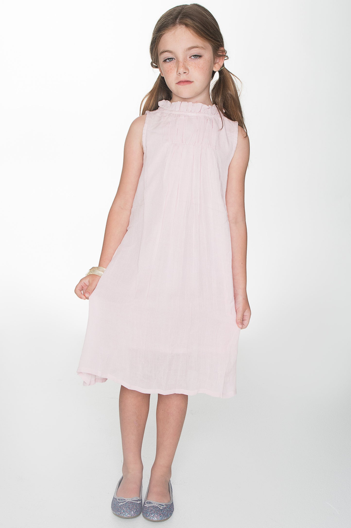 Light Pink Ruched Detail Shift Dress