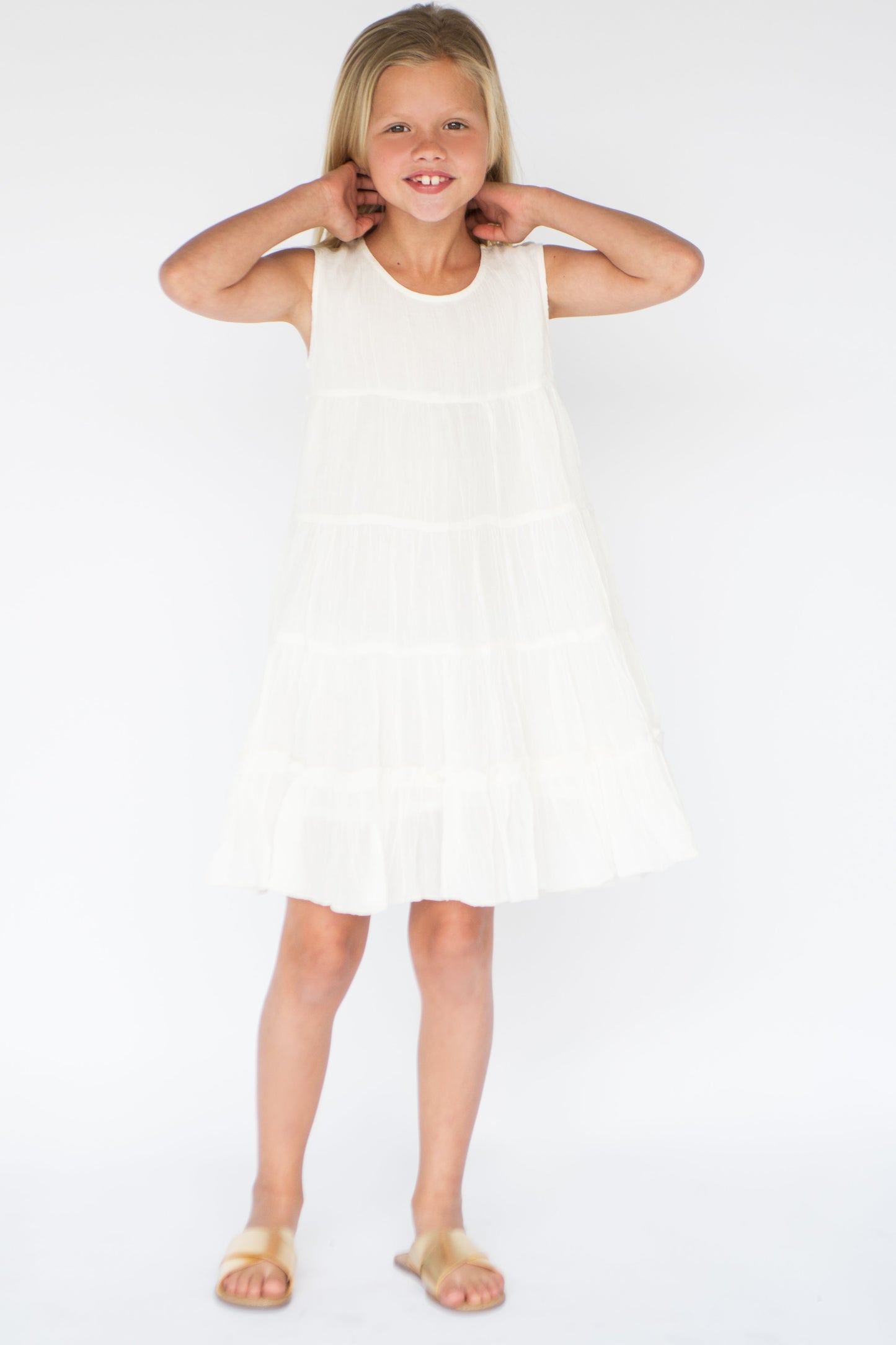 Tiered White Shift Dress