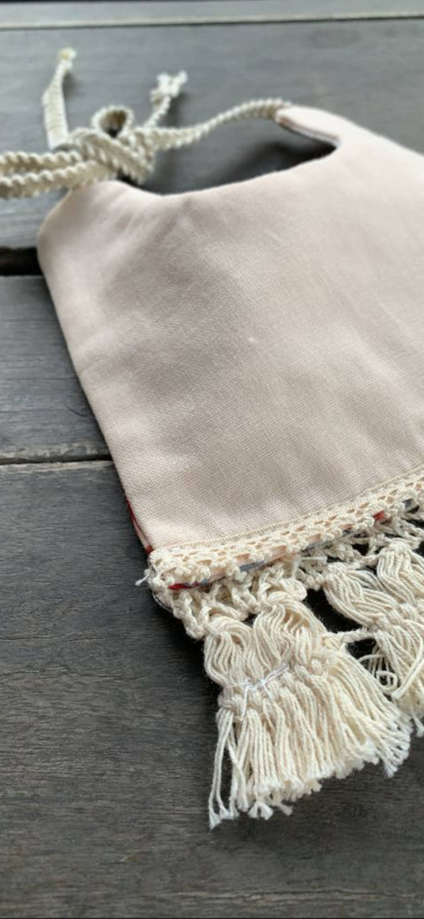 Printed & Solid Reversible Cotton Lace Bib