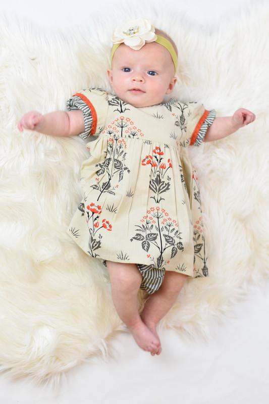 Ivory Floral & Lace Dress & Diaper Cover Set