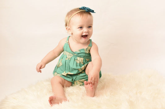 Floral Turquoise Strappy-Dress & Diaper Cover