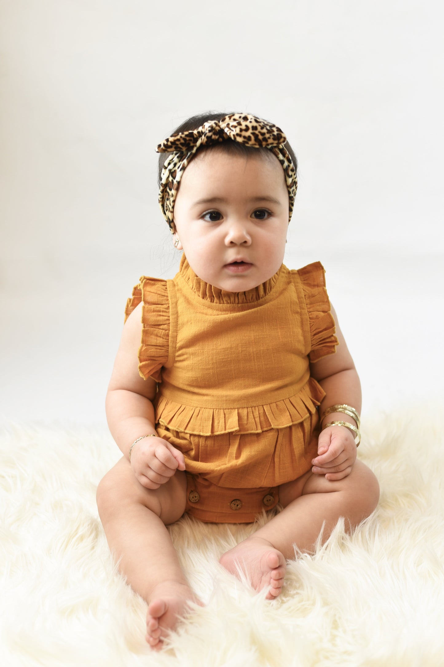 Mustard Ruffles Infant Romper