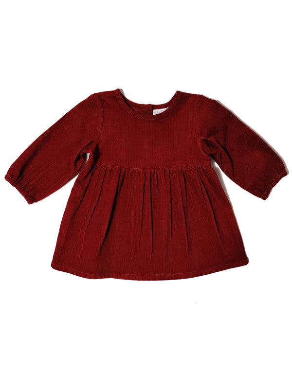 Maroon Corduroy Dress — Cotton Girls Dress | Infant to Tween 0-13 Years