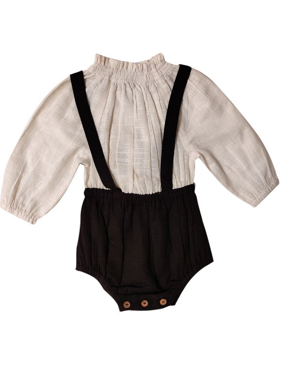 Unisex Off-White & Black Full Sleeves Romper