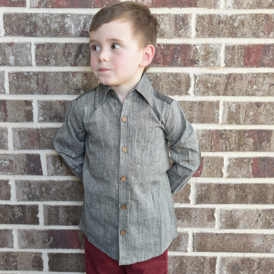 Boys Chambray Shirt - Dark Grey