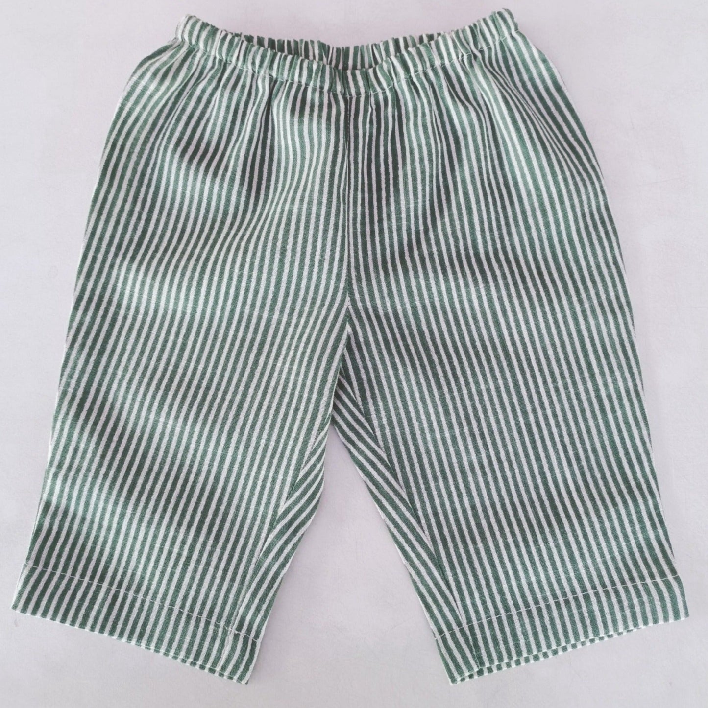 Unisex Sage Green Stripes Print Pant — Cotton Kids Pants | 0-13 Years