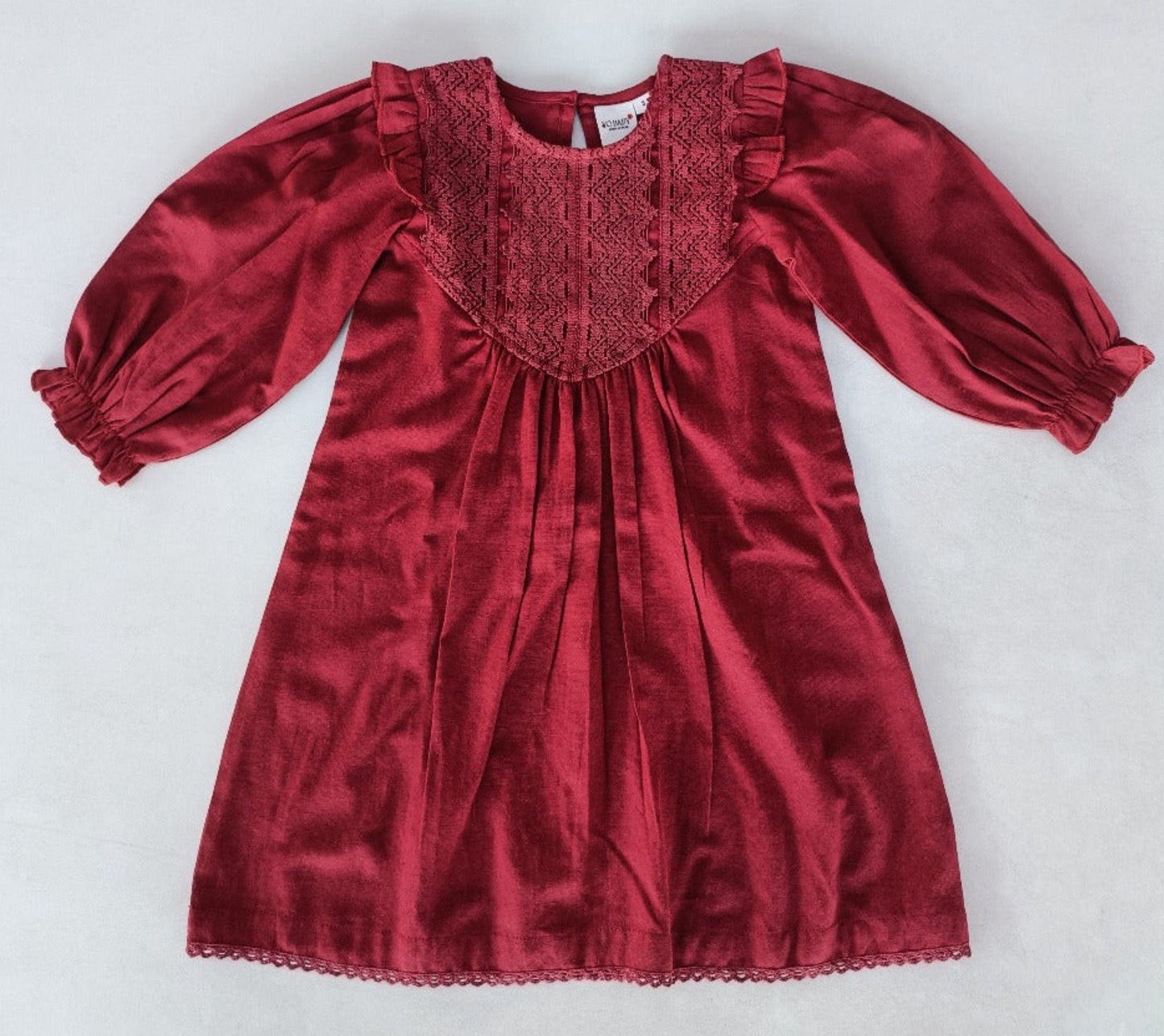 Maroon Long Sleeves Dress — Cotton Girls Dress | Infant to Tween 0-13 Years