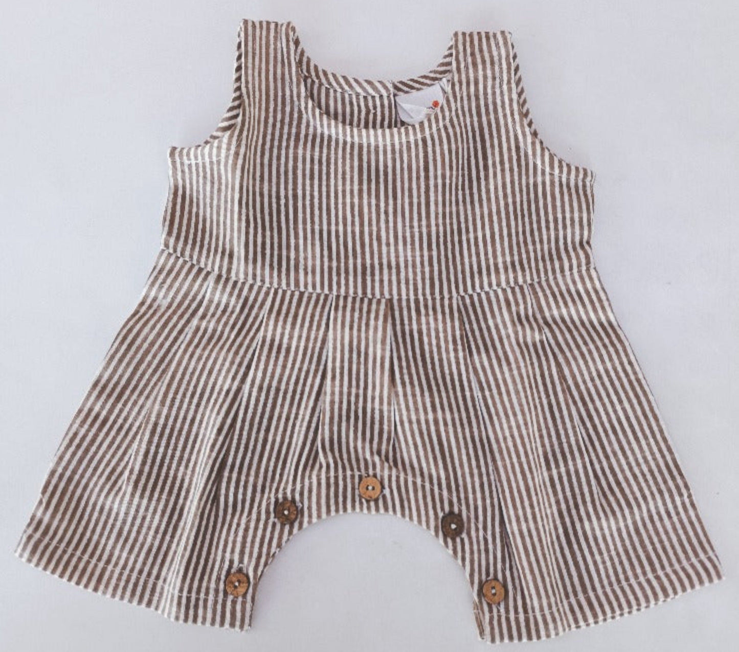Brown Stripes Printed Baby Romper — Cotton Baby Girl Romper | 0-24 Months