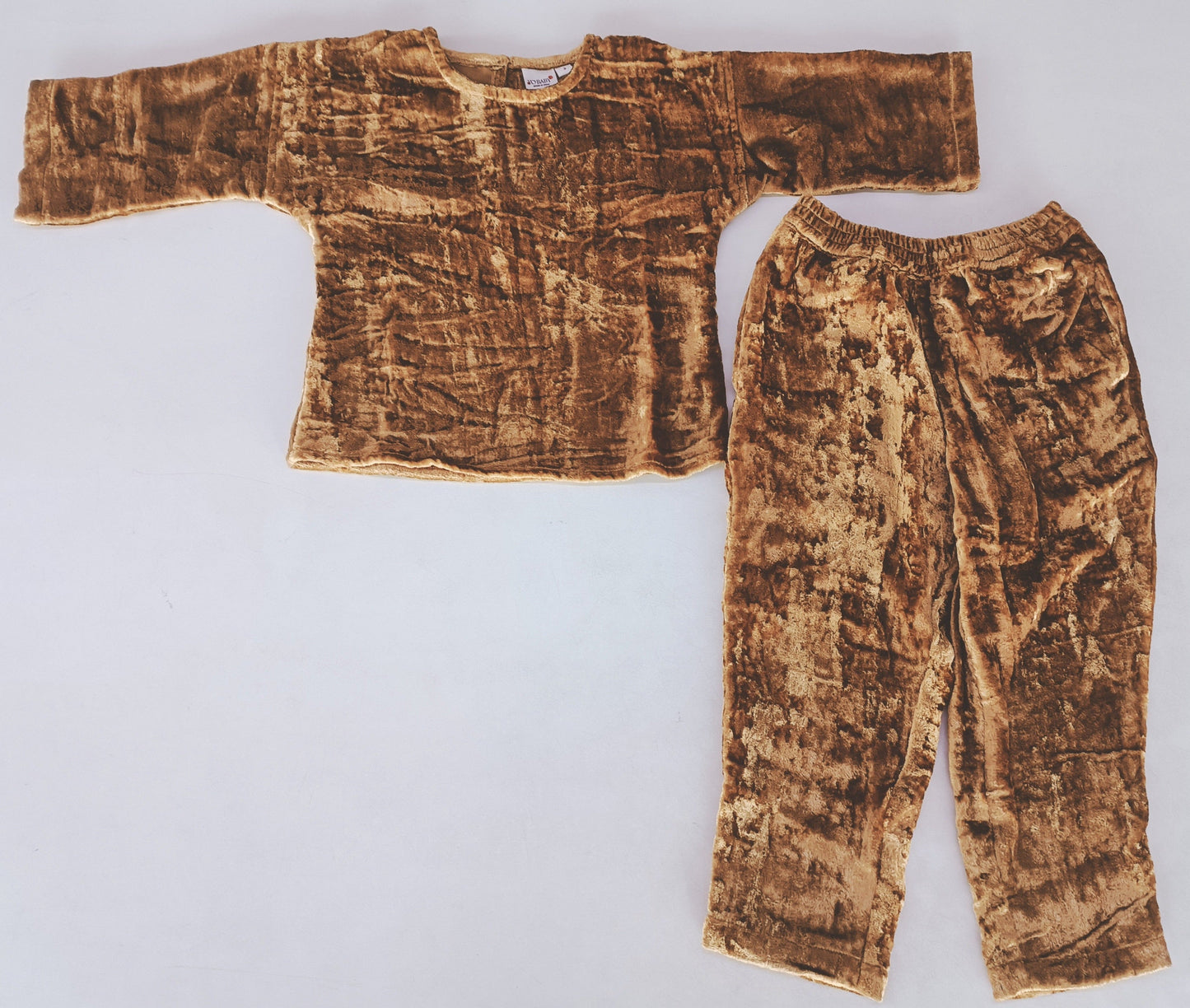 Viscose Velvet Gold Top and Pant Set — Festive Girls Co-Ord | 0-13 Years
