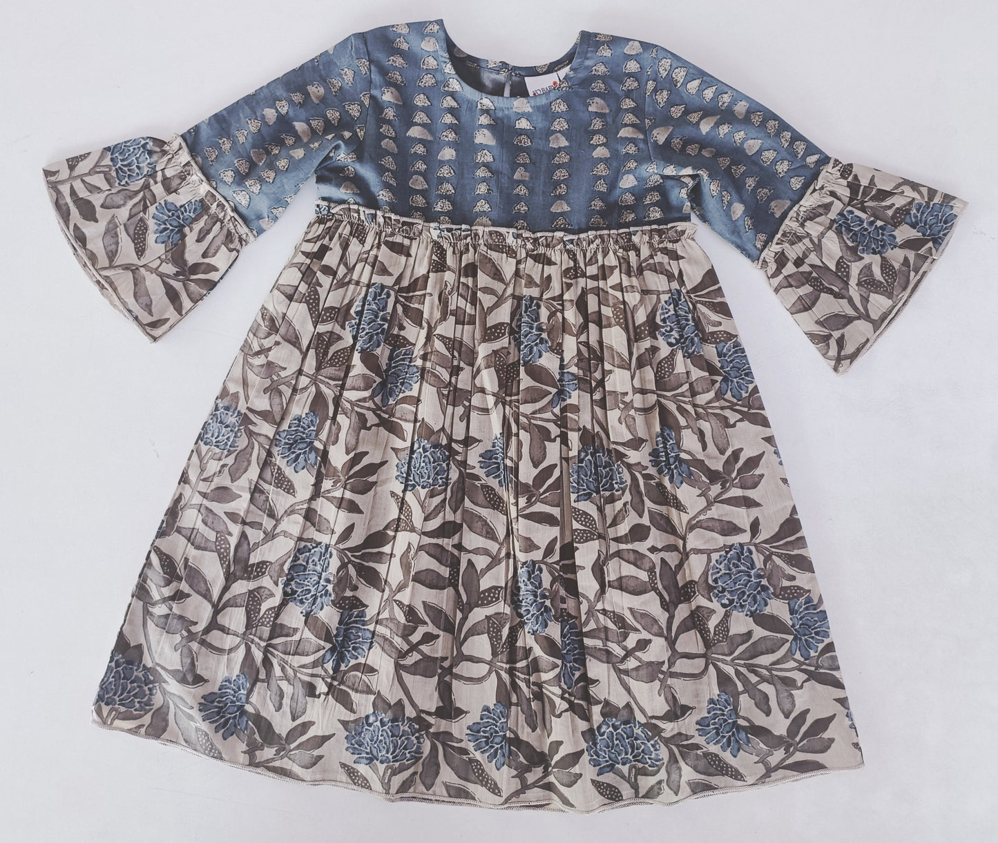 Floral Print Bell Sleeves Dress — Cotton Girls Dress | Infant to Tween 0-13 Years