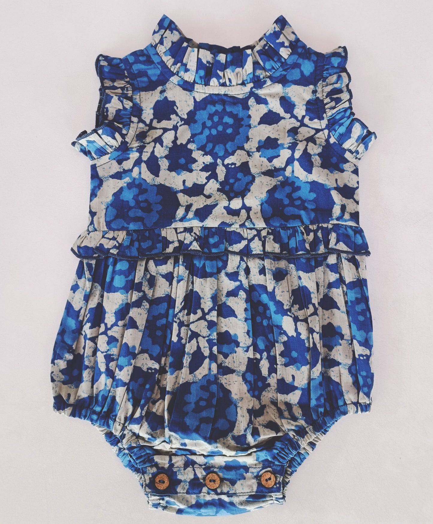 Indigo Floral Print Baby Romper
