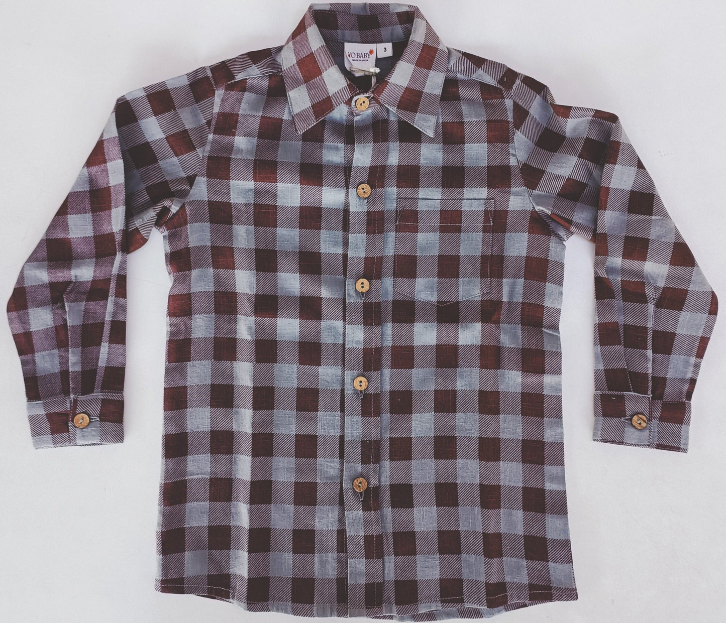 Burgundy Checkered Print Boys Shirts