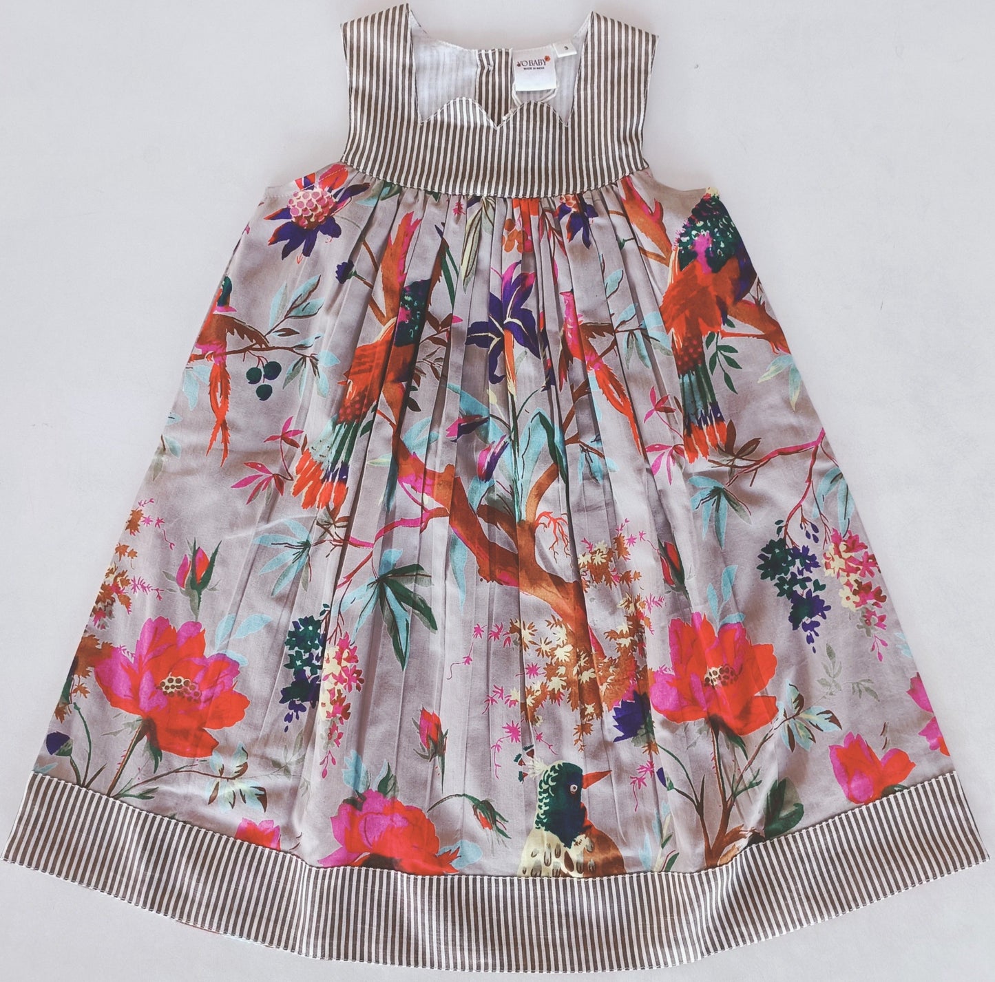 Bird Printed Sweetheart Neck Line Dress