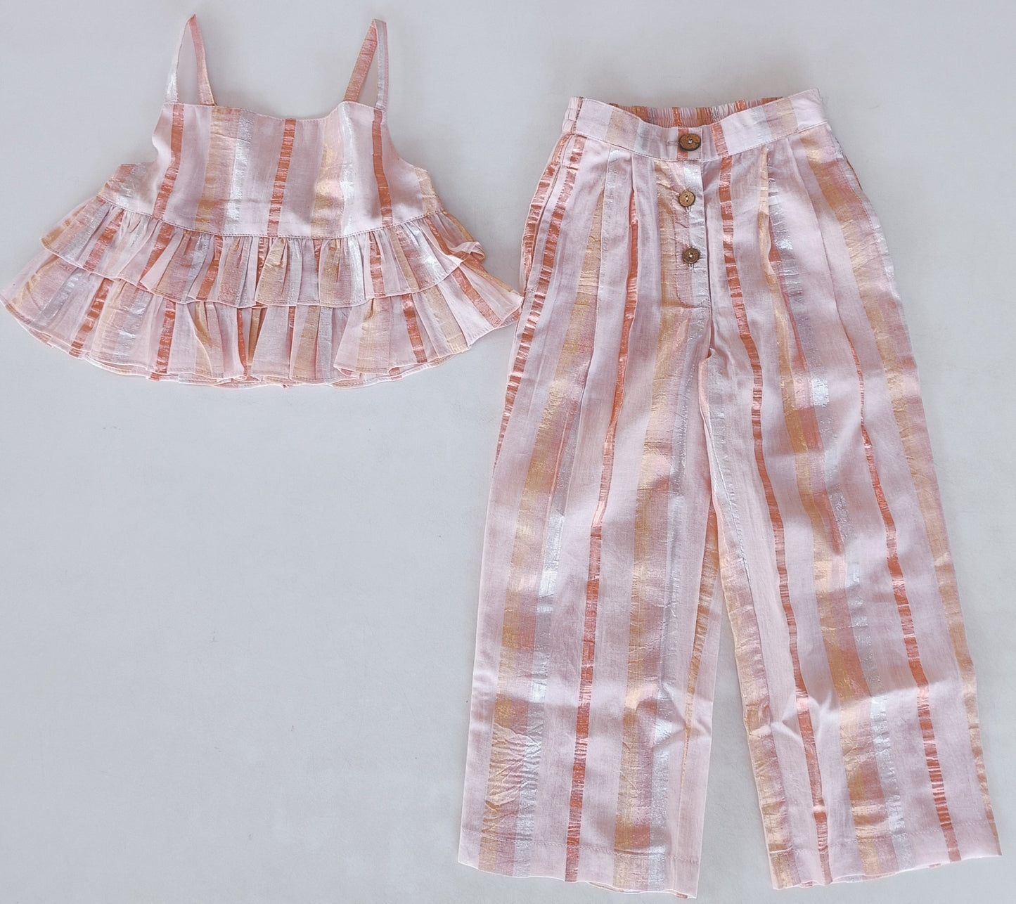Baby Pink Lurex Top & Pant Set