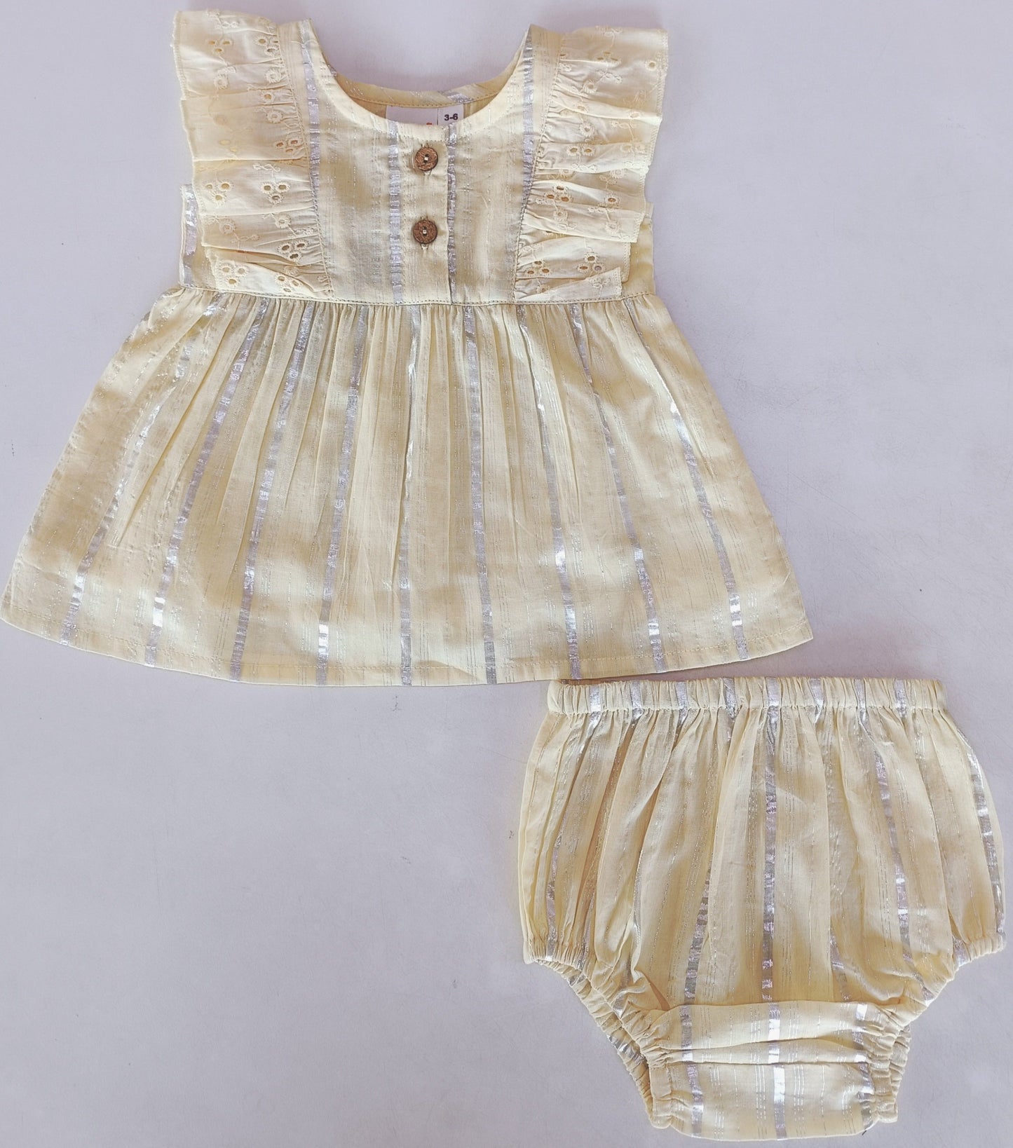 Yellow Lurex Ruffle Dress and Bloomers