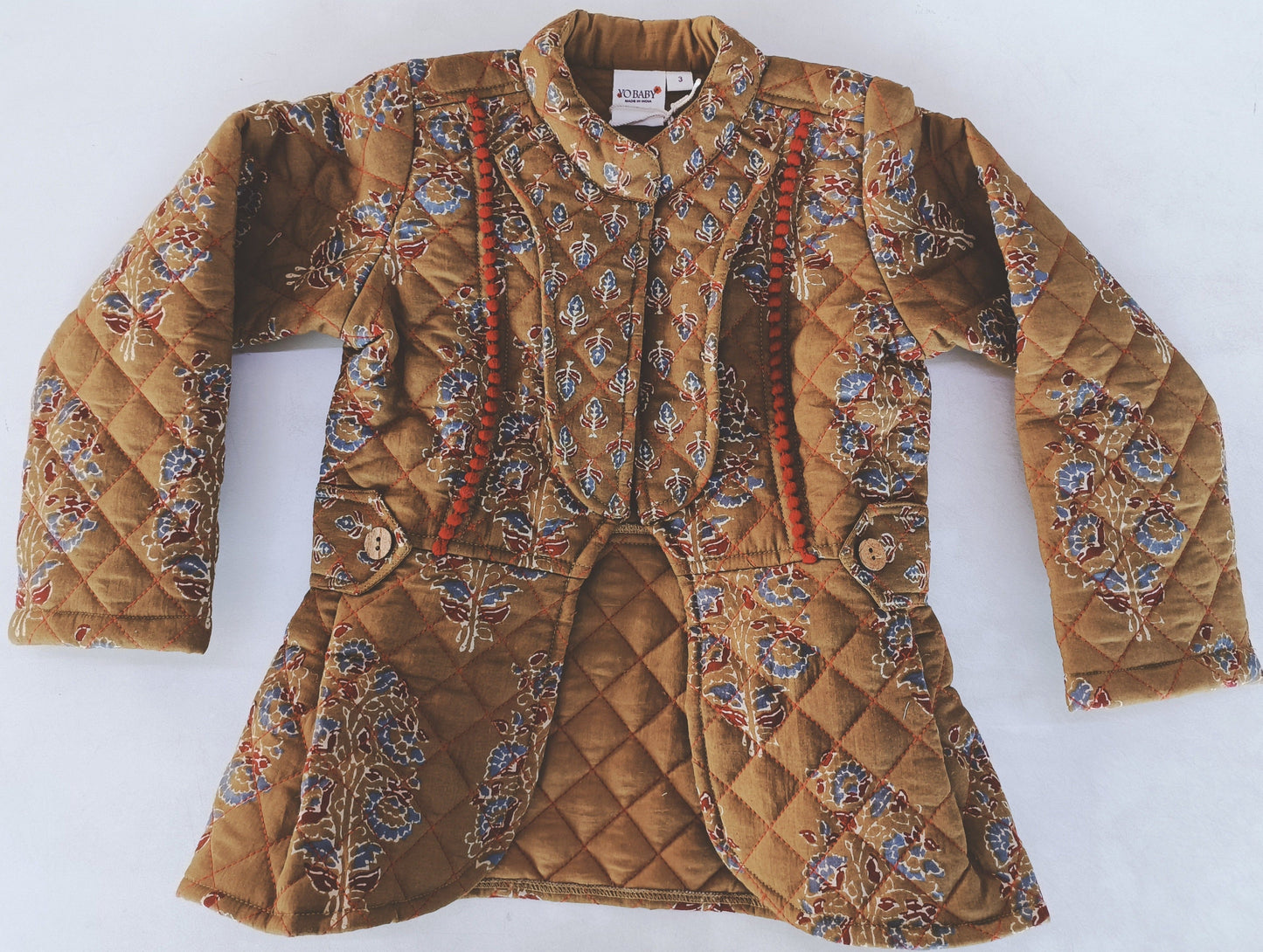 Printed Quilted Jacket With Lace Details