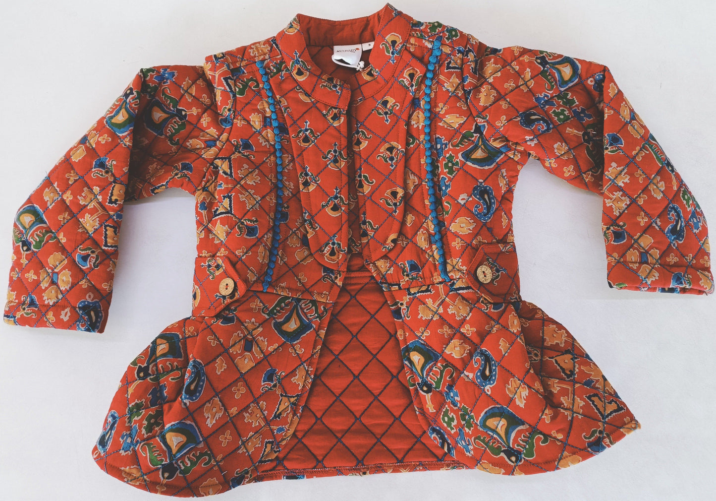 Print Quilted Jacket With lace Details